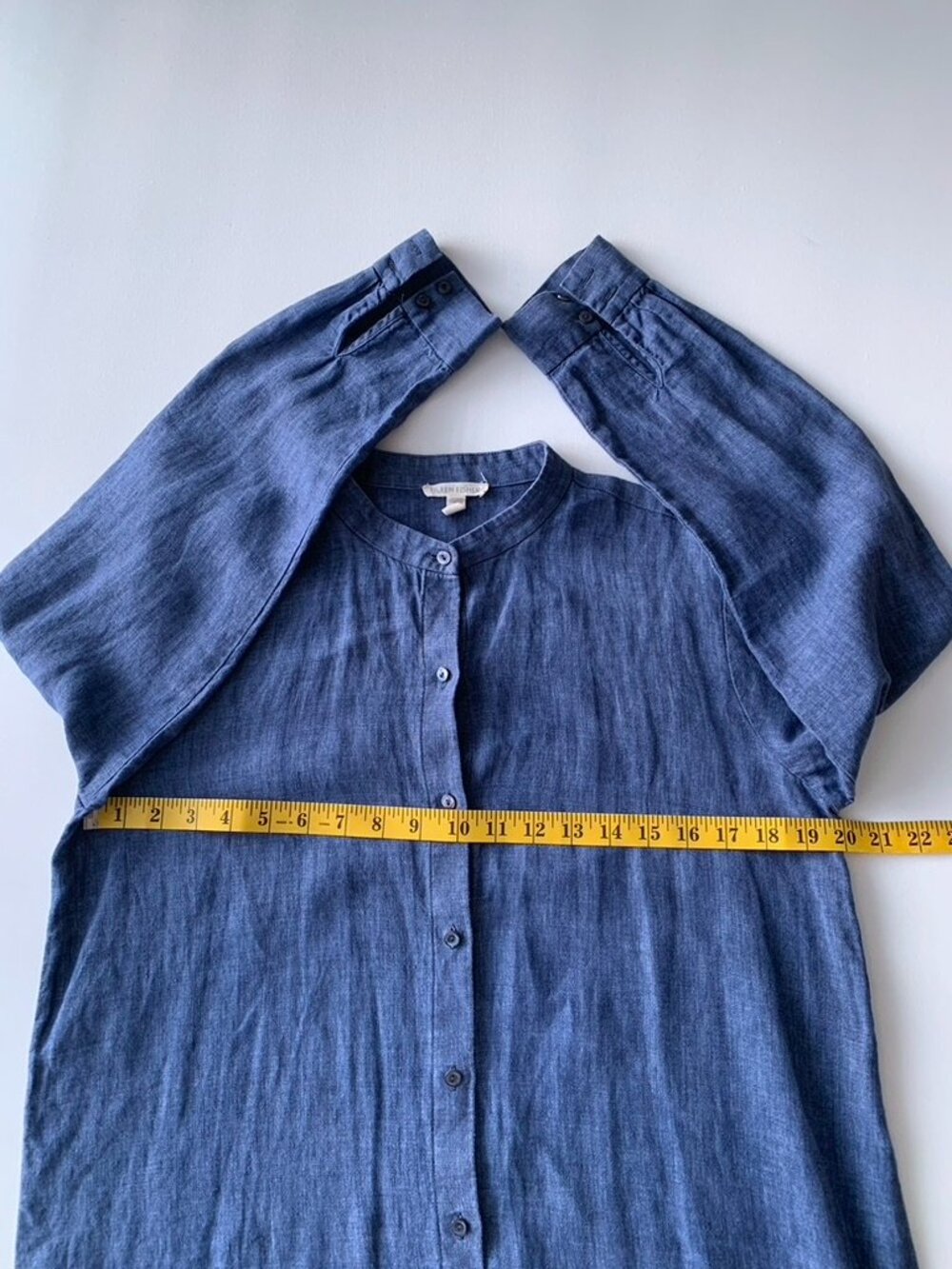 Eileen Fisher Washed organic Linen Delave Shirtdress Size XS Easy Fit - Picture 8 of 11